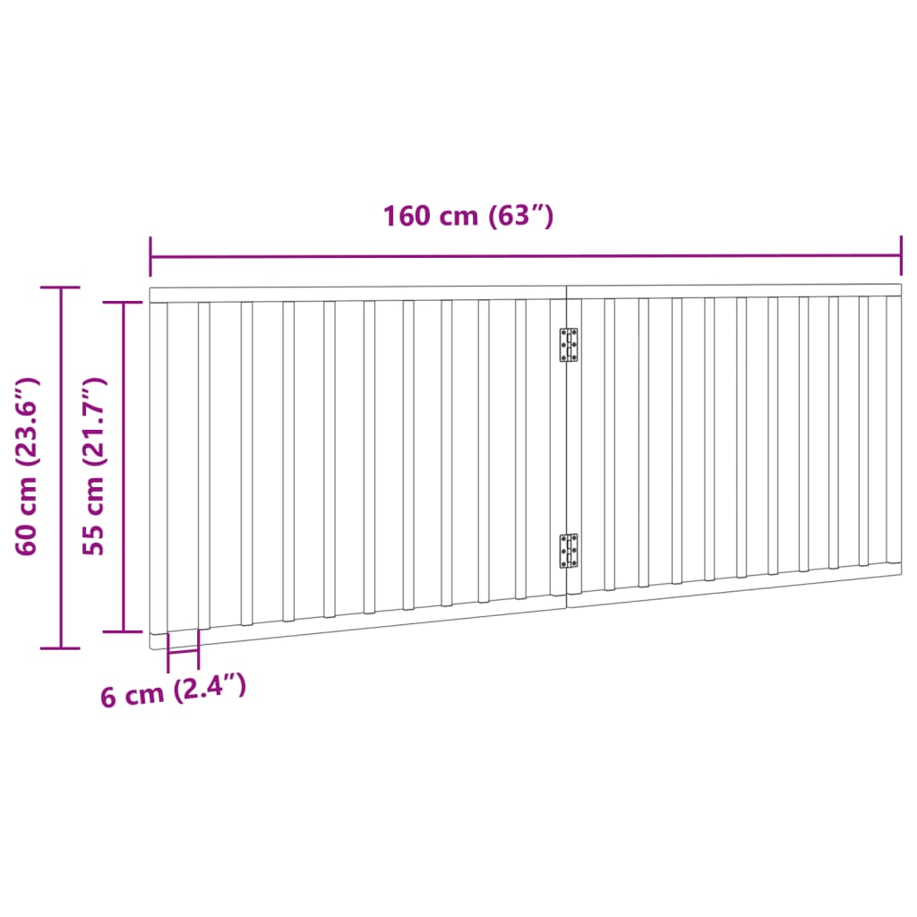 vidaXL Puerta para perros plegable 2 paneles madera de álamo 160 cm