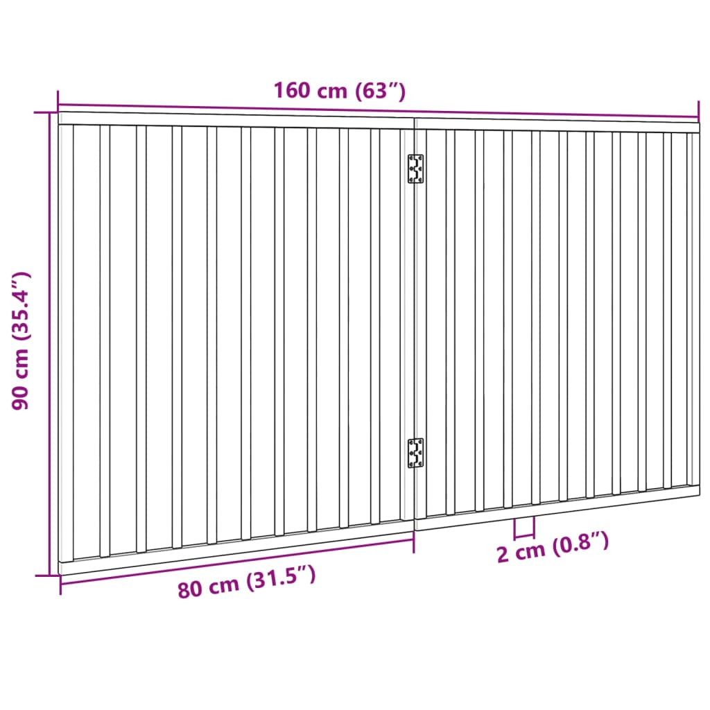 vidaXL Puerta para perros plegable 2 paneles madera de álamo 160 cm