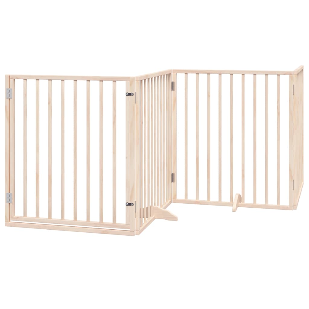 vidaXL Puerta para perros plegable 4 paneles madera de álamo 320 cm