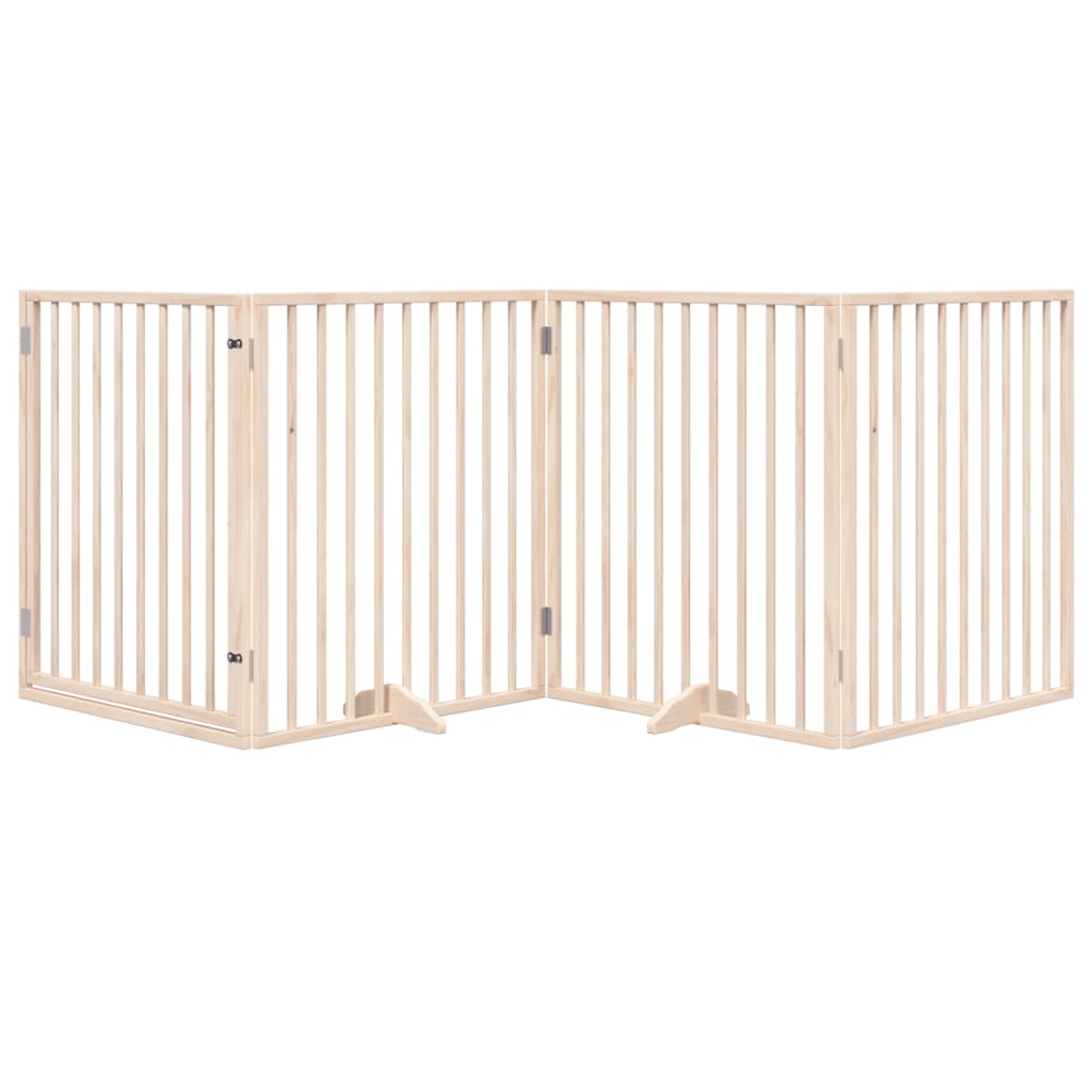 vidaXL Puerta para perros plegable 4 paneles madera de álamo 320 cm