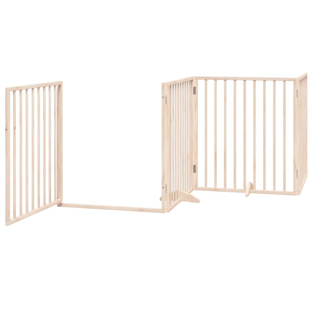 vidaXL Puerta para perros plegable 4 paneles madera de álamo 320 cm