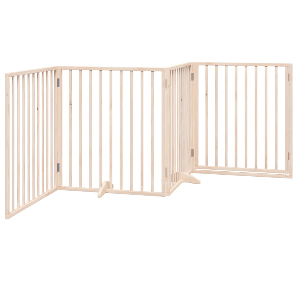 vidaXL Puerta para perros plegable 4 paneles madera de álamo 320 cm