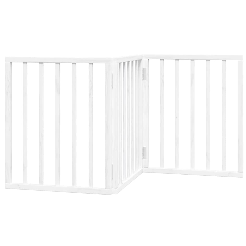 vidaXL Puerta para perros plegable 3 paneles madera álamo blanca 150cm