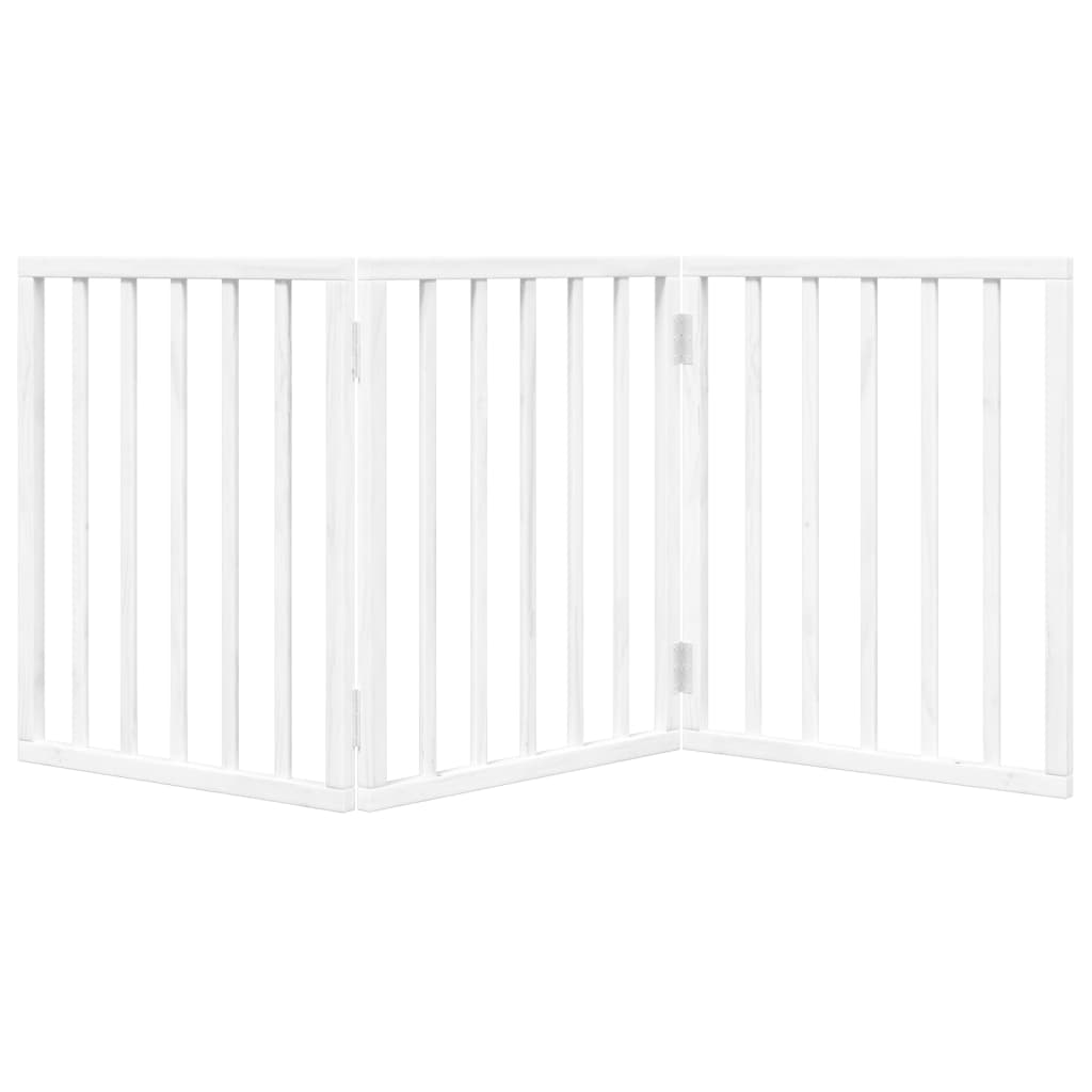 vidaXL Puerta para perros plegable 3 paneles madera álamo blanca 150cm