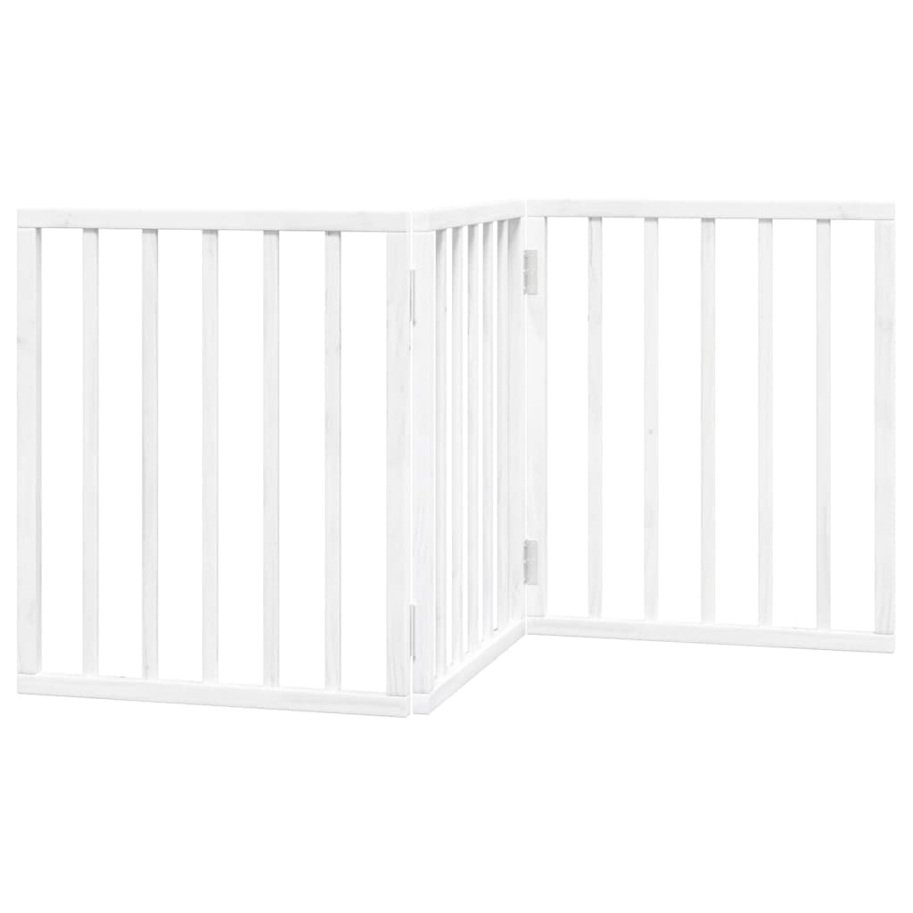 vidaXL Puerta para perros plegable 3 paneles madera álamo blanca 150cm