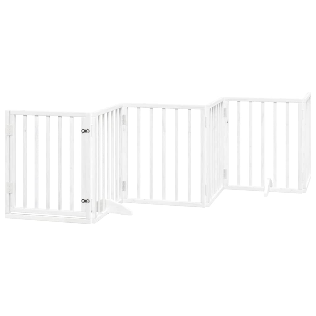 vidaXL Puerta para perros plegable 3 paneles madera álamo blanca 300cm