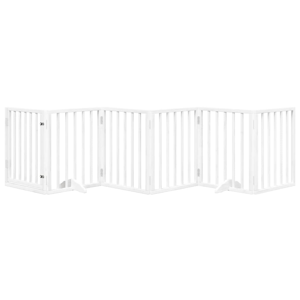 vidaXL Puerta para perros plegable 3 paneles madera álamo blanca 300cm