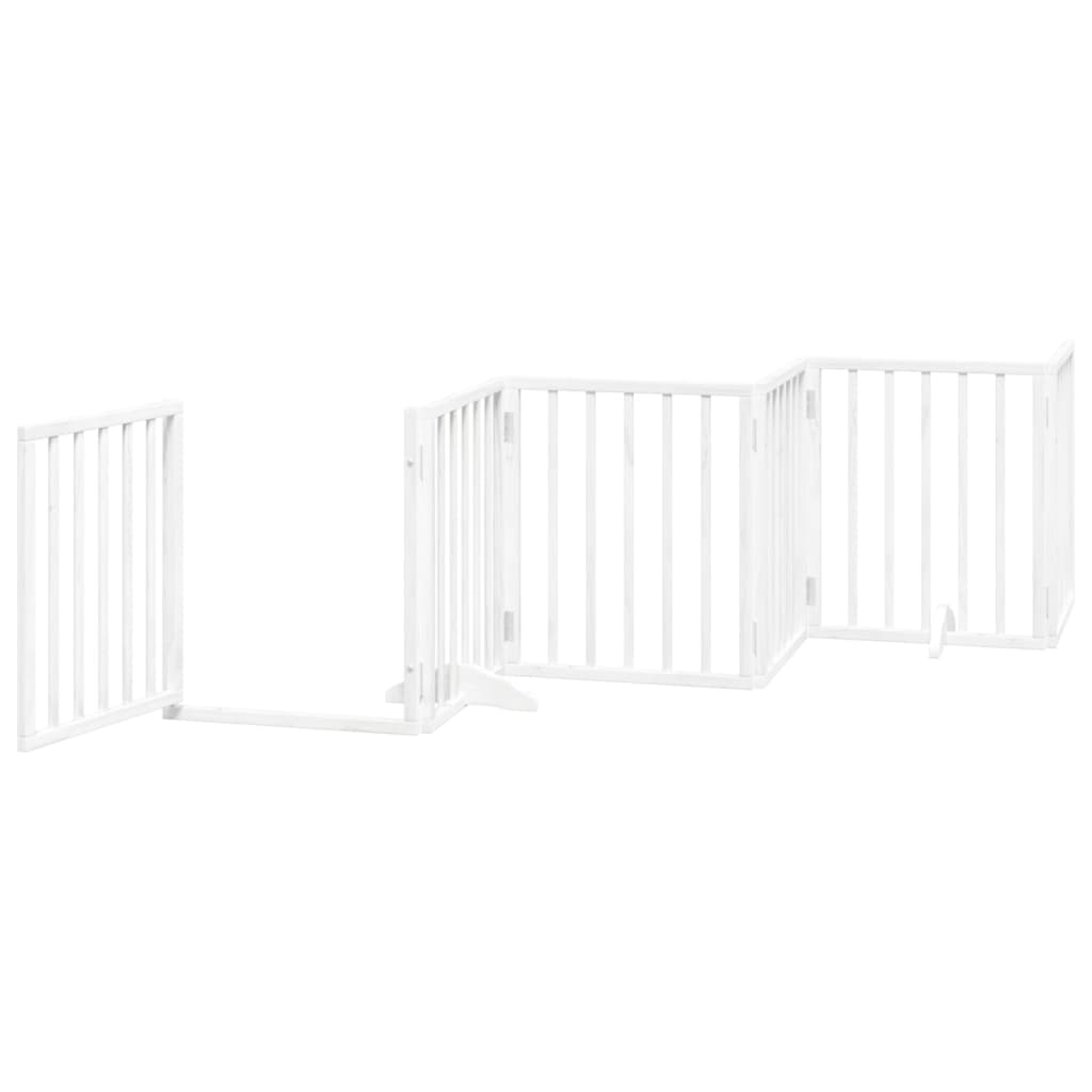 vidaXL Puerta para perros plegable 3 paneles madera álamo blanca 300cm