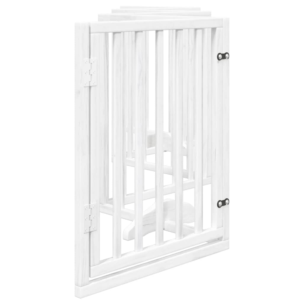 vidaXL Puerta para perros plegable 3 paneles madera álamo blanca 300cm