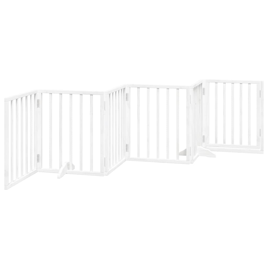 vidaXL Puerta para perros plegable 3 paneles madera álamo blanca 300cm