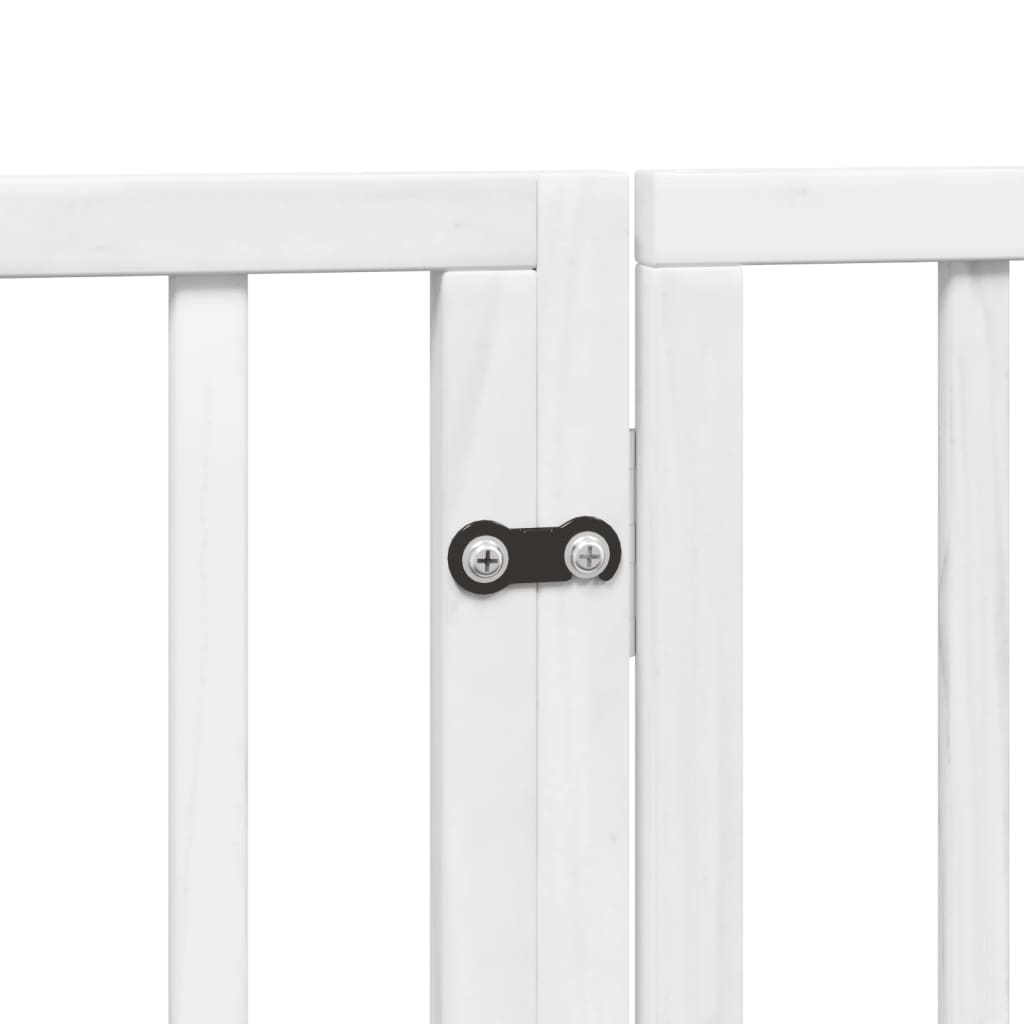 vidaXL Puerta para perros plegable 3 paneles madera álamo blanca 300cm