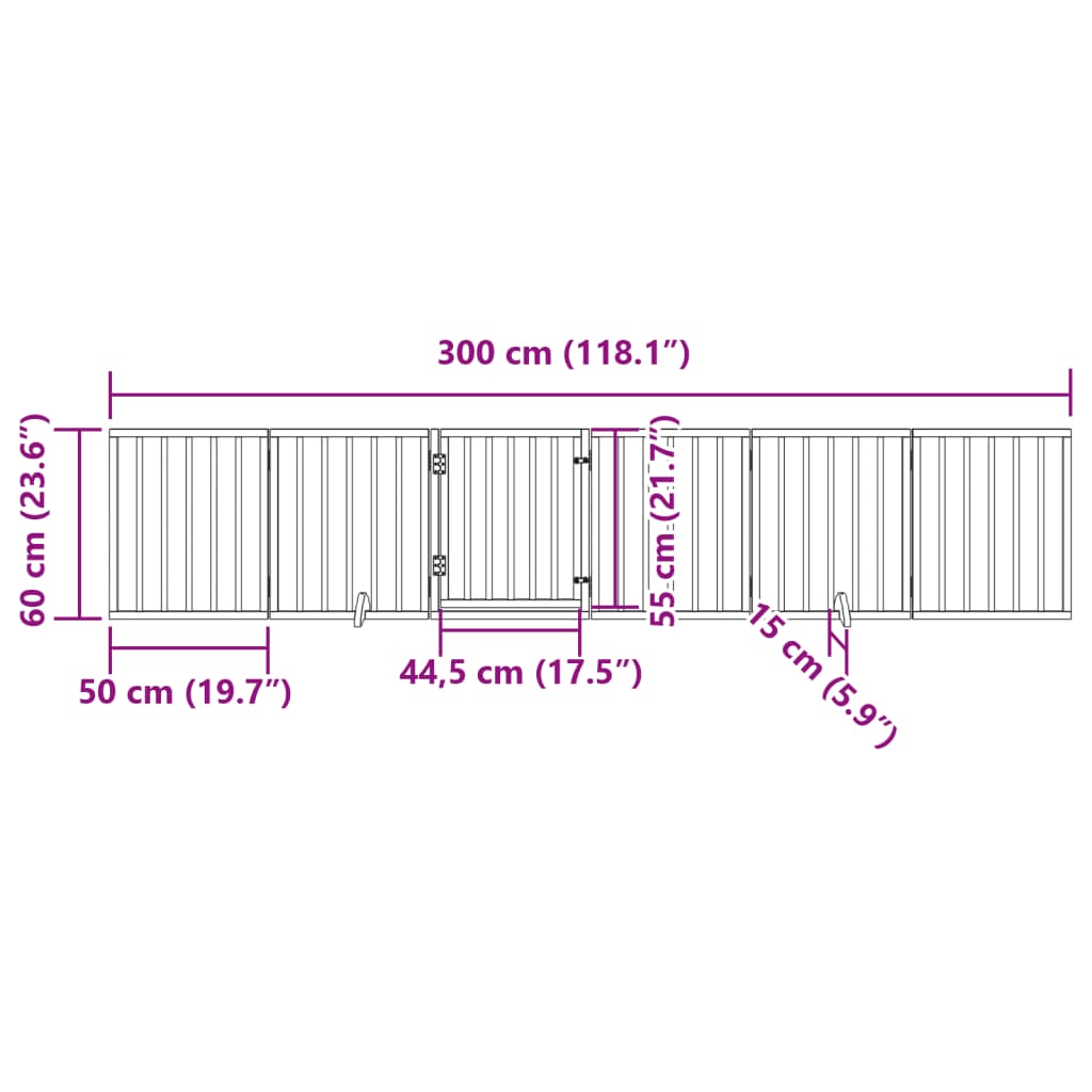 vidaXL Puerta para perros plegable 3 paneles madera álamo blanca 300cm