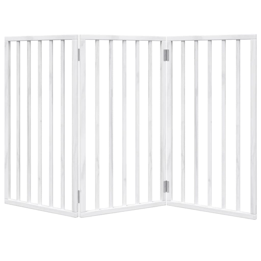 vidaXL Puerta para perros plegable 3 paneles madera álamo blanca 150cm