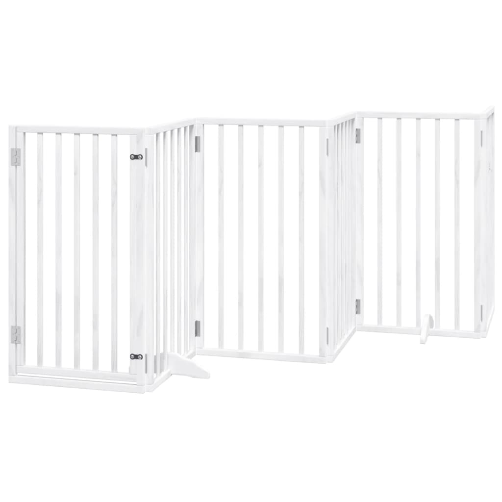 vidaXL Puerta para perros plegable 3 paneles madera álamo blanca 300cm