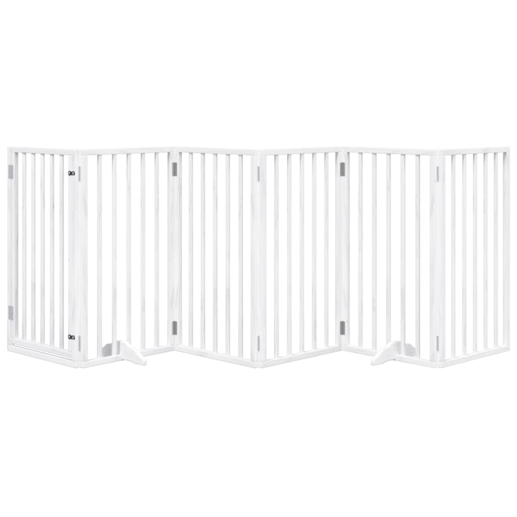 vidaXL Puerta para perros plegable 3 paneles madera álamo blanca 300cm