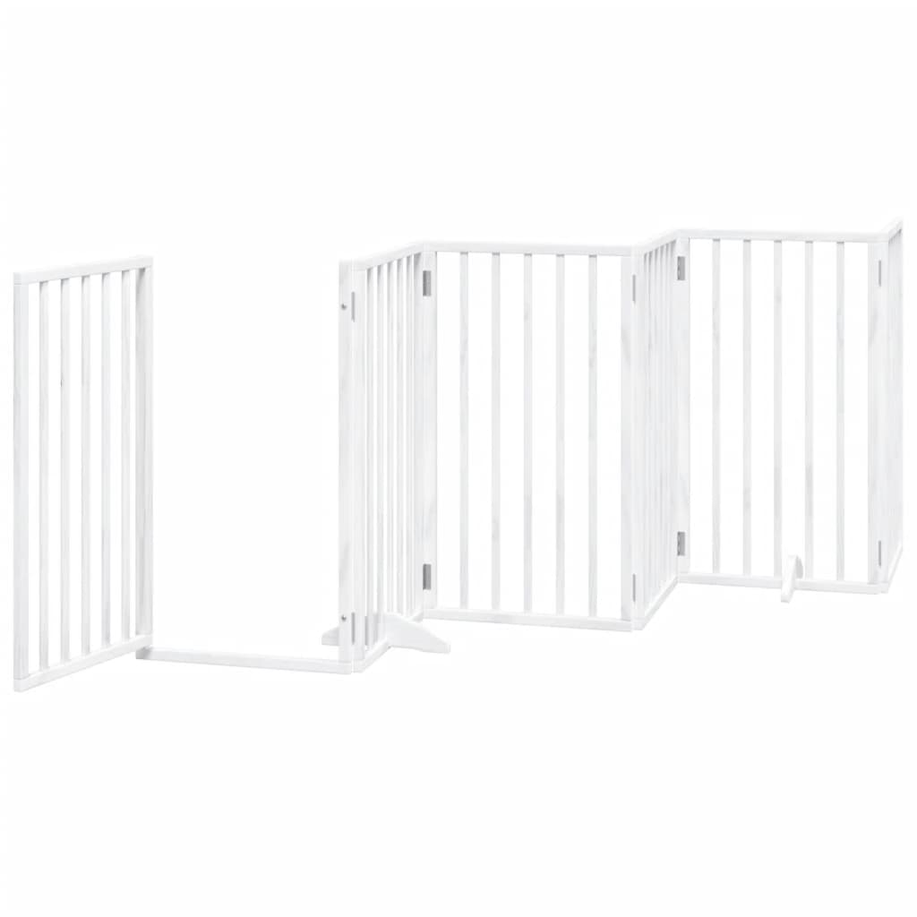 vidaXL Puerta para perros plegable 3 paneles madera álamo blanca 300cm