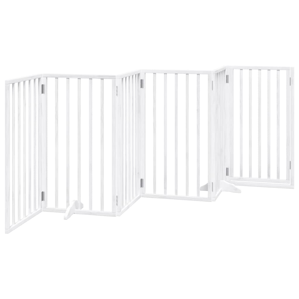 vidaXL Puerta para perros plegable 3 paneles madera álamo blanca 300cm