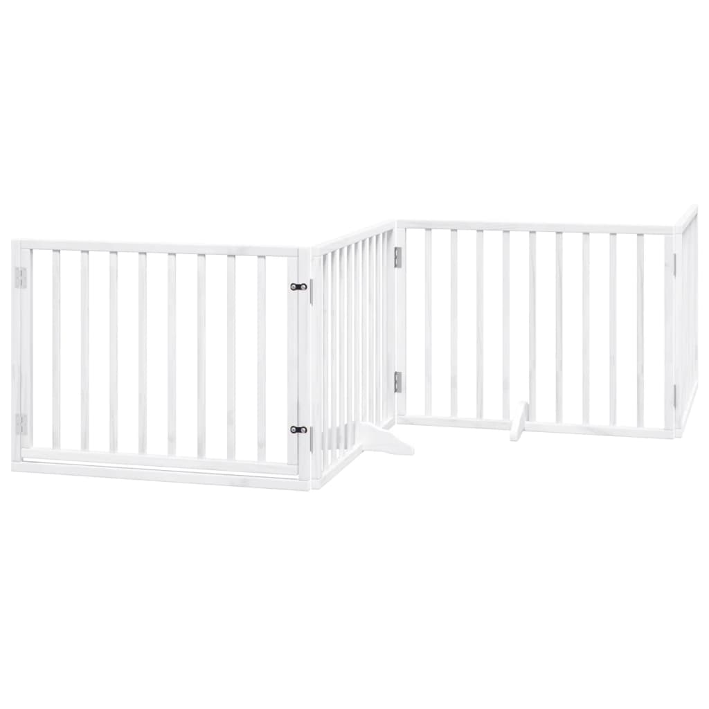 vidaXL Puerta para perros plegable 4 paneles madera álamo blanca 320cm