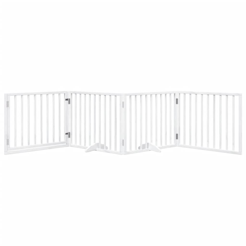 vidaXL Puerta para perros plegable 4 paneles madera álamo blanca 320cm