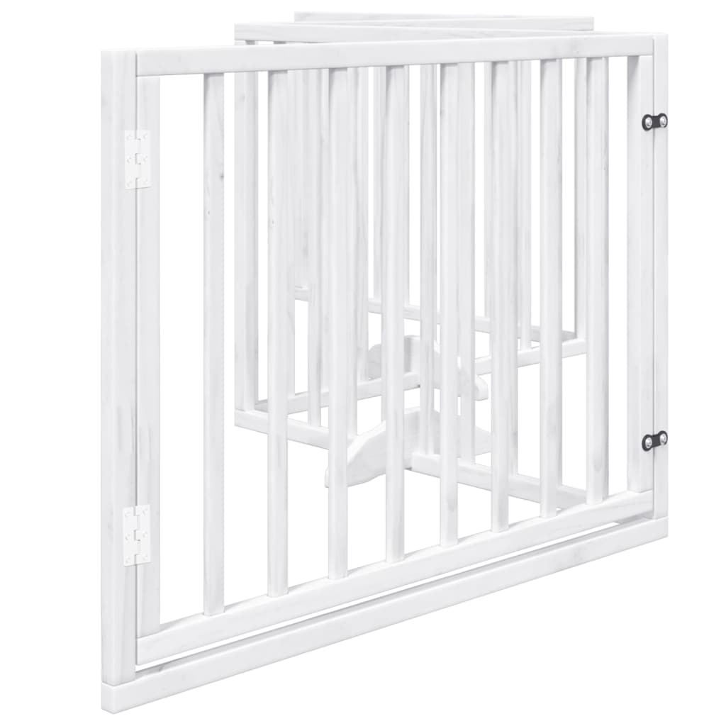 vidaXL Puerta para perros plegable 4 paneles madera álamo blanca 320cm