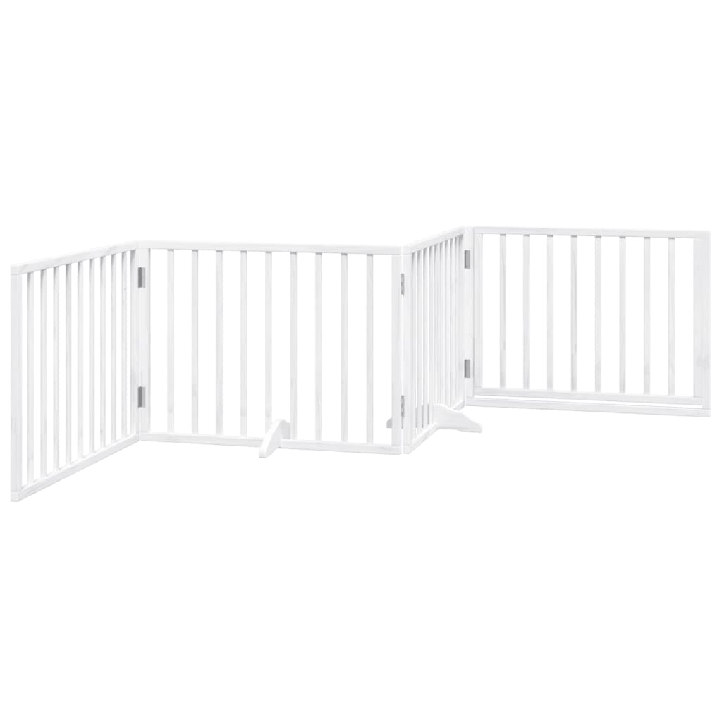 vidaXL Puerta para perros plegable 4 paneles madera álamo blanca 320cm