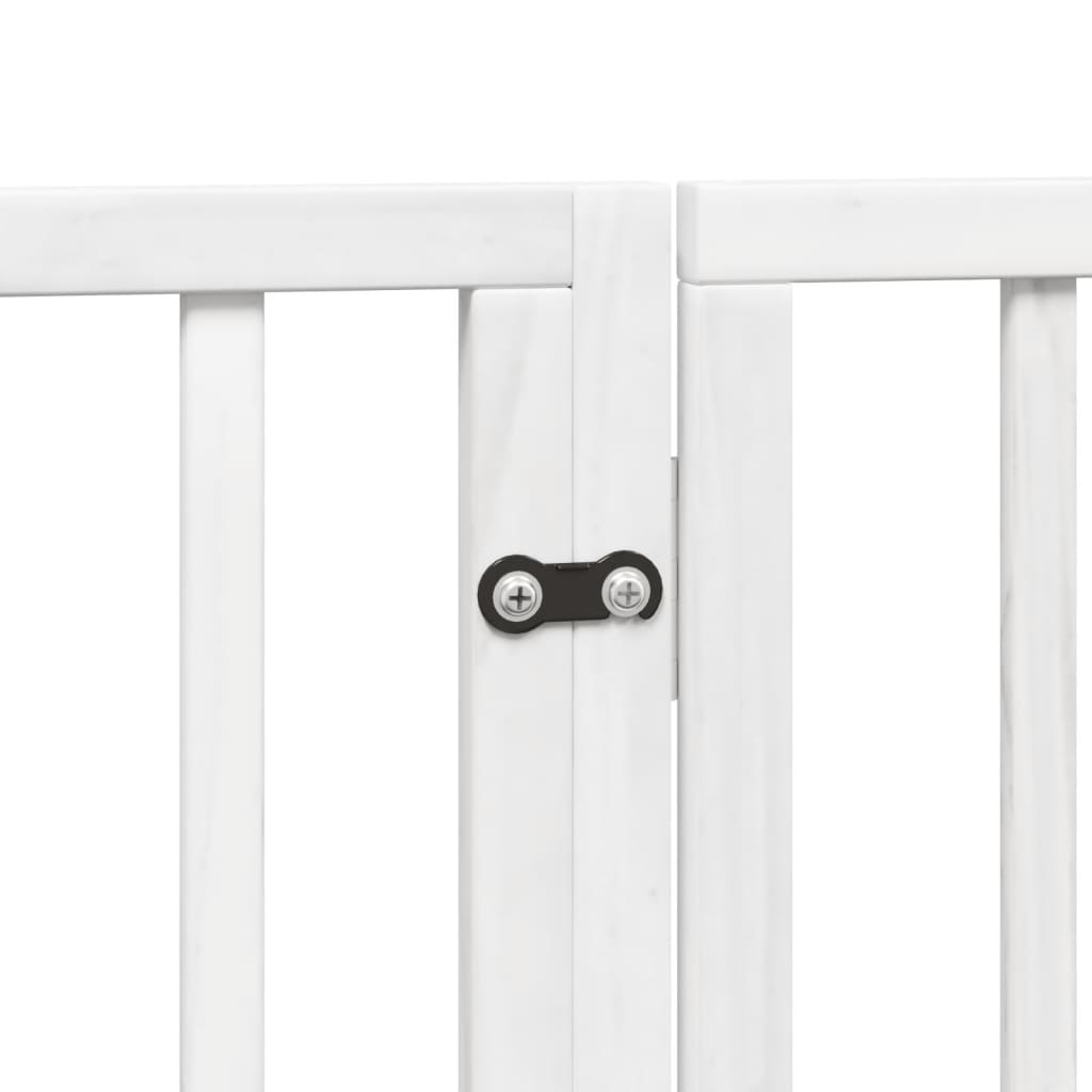 vidaXL Puerta para perros plegable 4 paneles madera álamo blanca 320cm