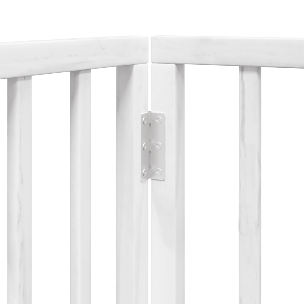 vidaXL Puerta para perros plegable 4 paneles madera álamo blanca 320cm