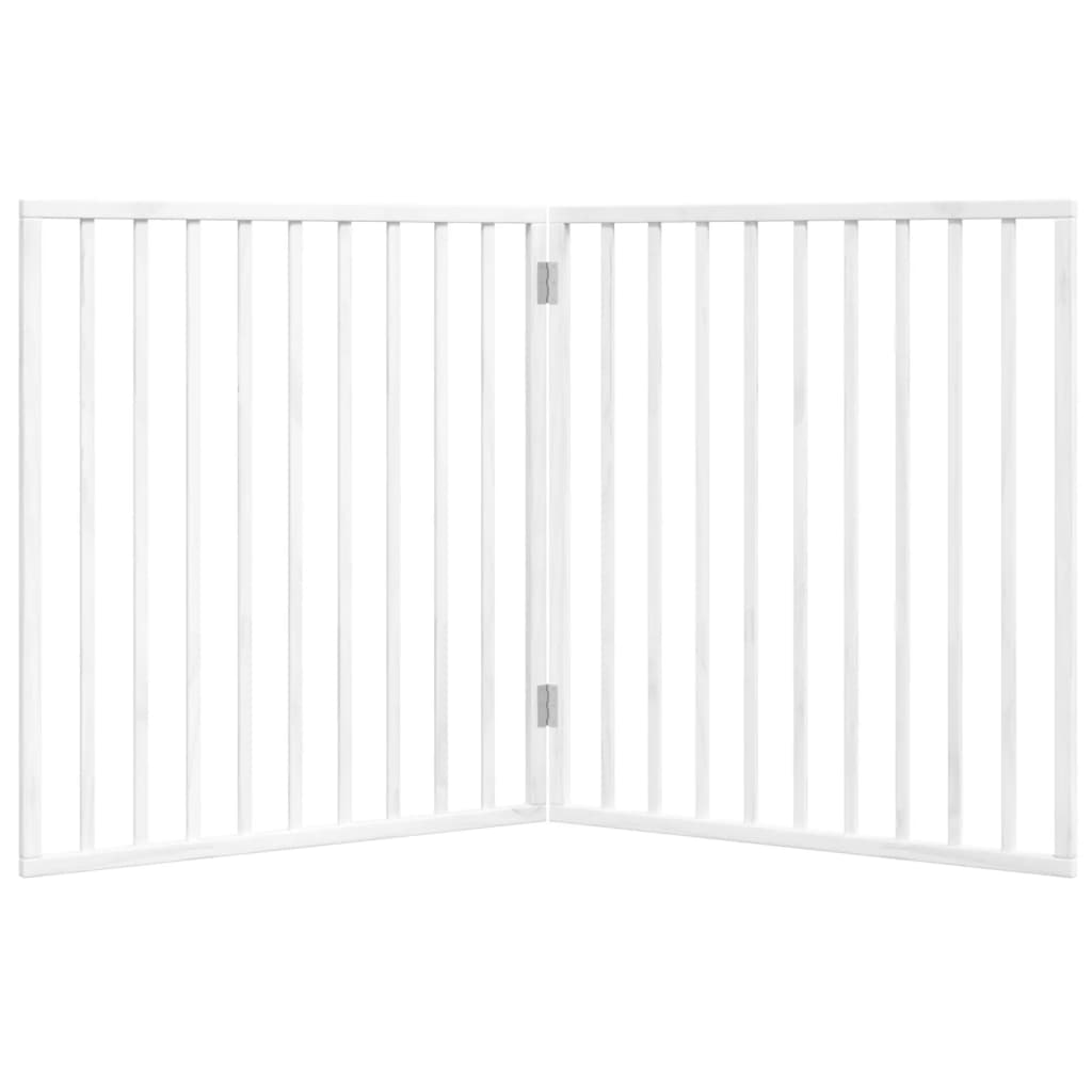 vidaXL Puerta para perros plegable 2 paneles madera álamo blanca 160cm