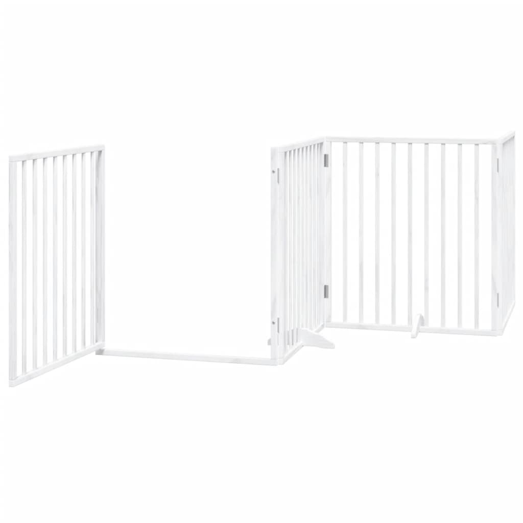 vidaXL Puerta para perros plegable 4 paneles madera álamo blanca 320cm