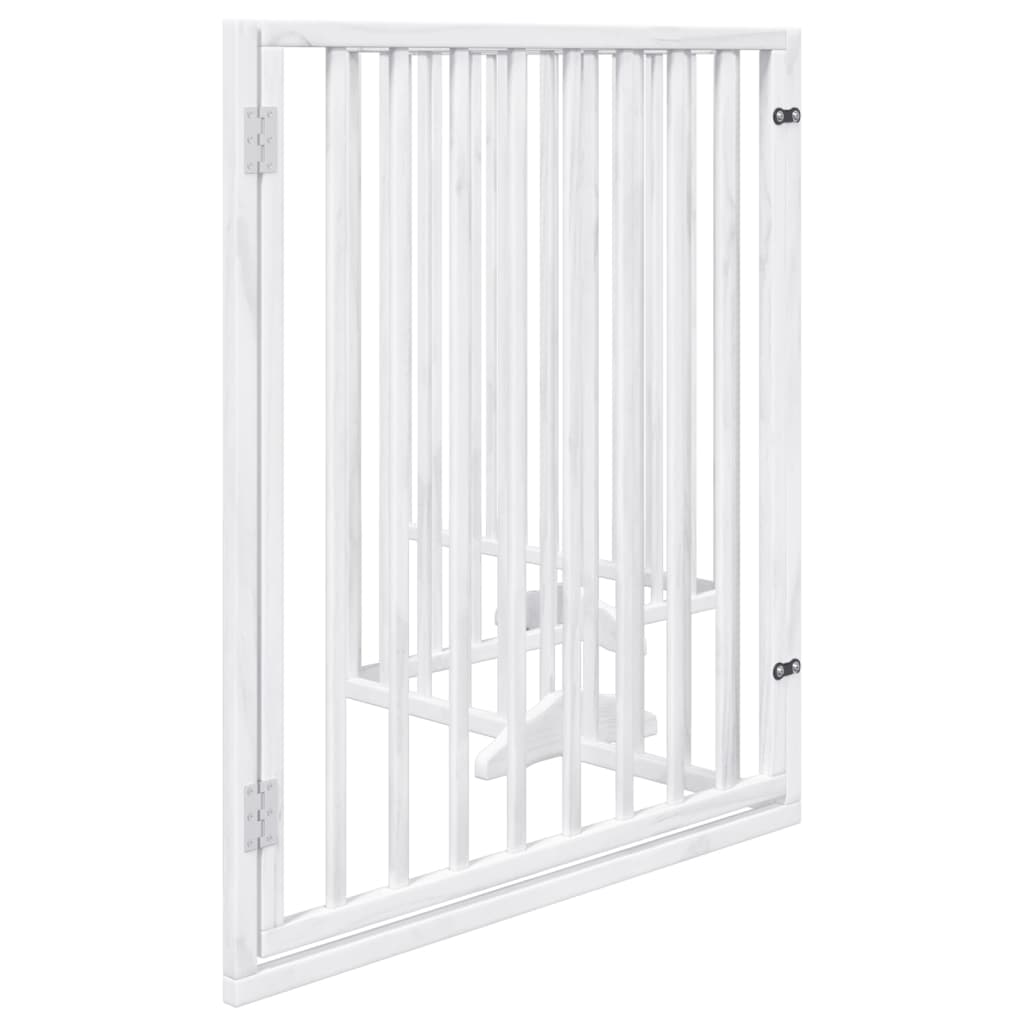 vidaXL Puerta para perros plegable 4 paneles madera álamo blanca 320cm