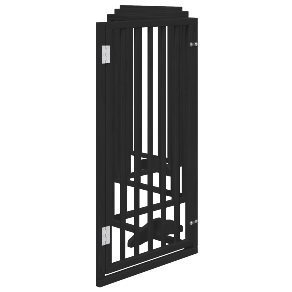 vidaXL Puerta para perros plegable 6 paneles madera álamo negra 300 cm