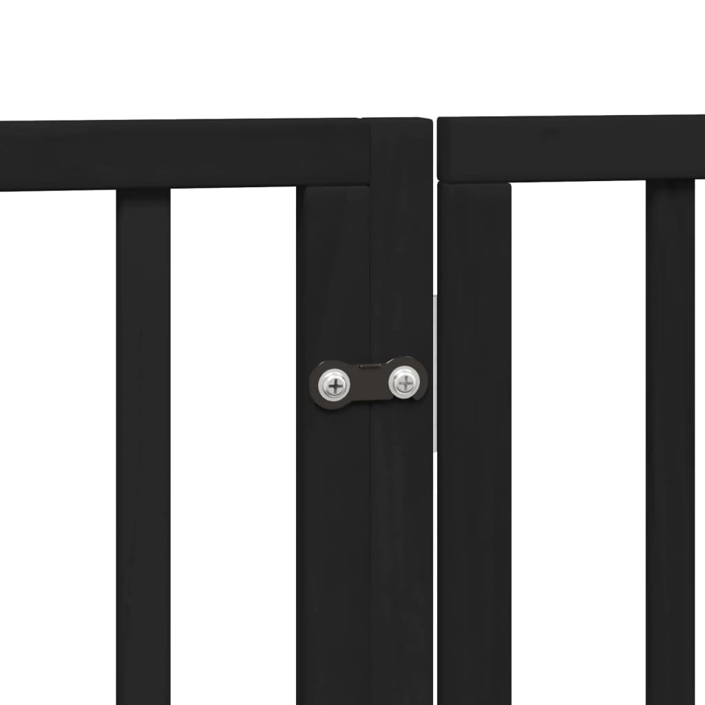 vidaXL Puerta para perros plegable 6 paneles madera álamo negra 300 cm