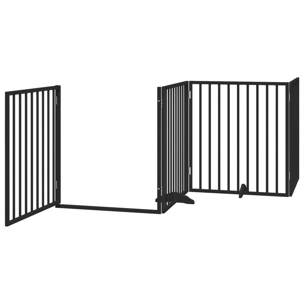 vidaXL Puerta para perros plegable 4 paneles madera álamo negra 320 cm