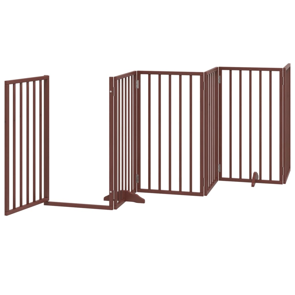 vidaXL Puerta para perros plegable 6 paneles madera álamo marrón 300cm