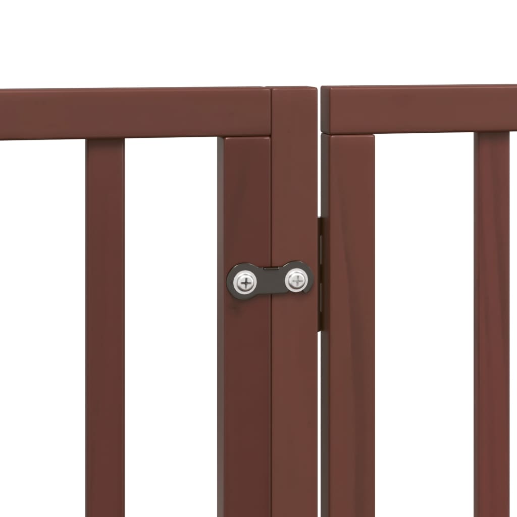 vidaXL Puerta para perros plegable 6 paneles madera álamo marrón 300cm