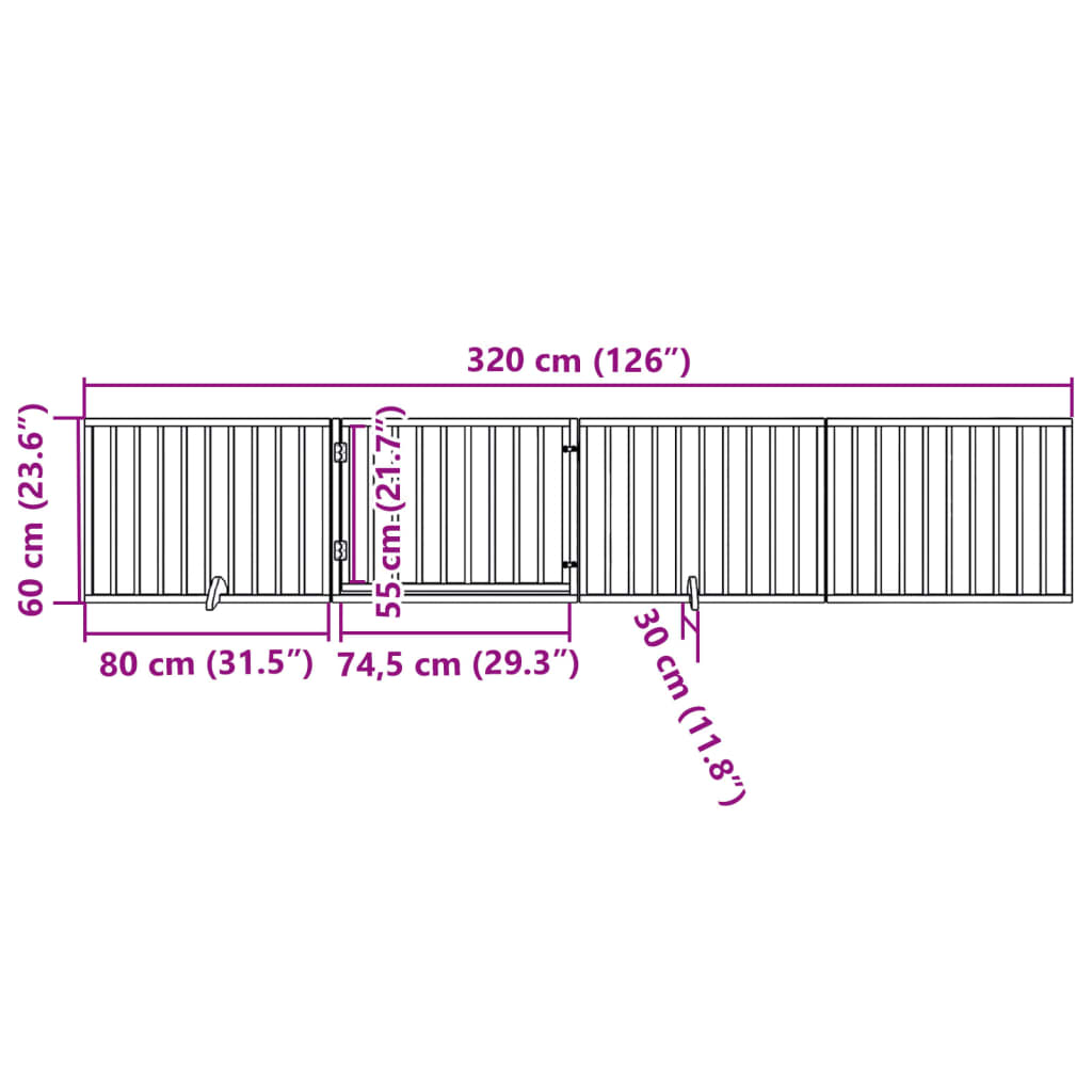 vidaXL Puerta para perros plegable 4 paneles madera álamo marrón 320cm