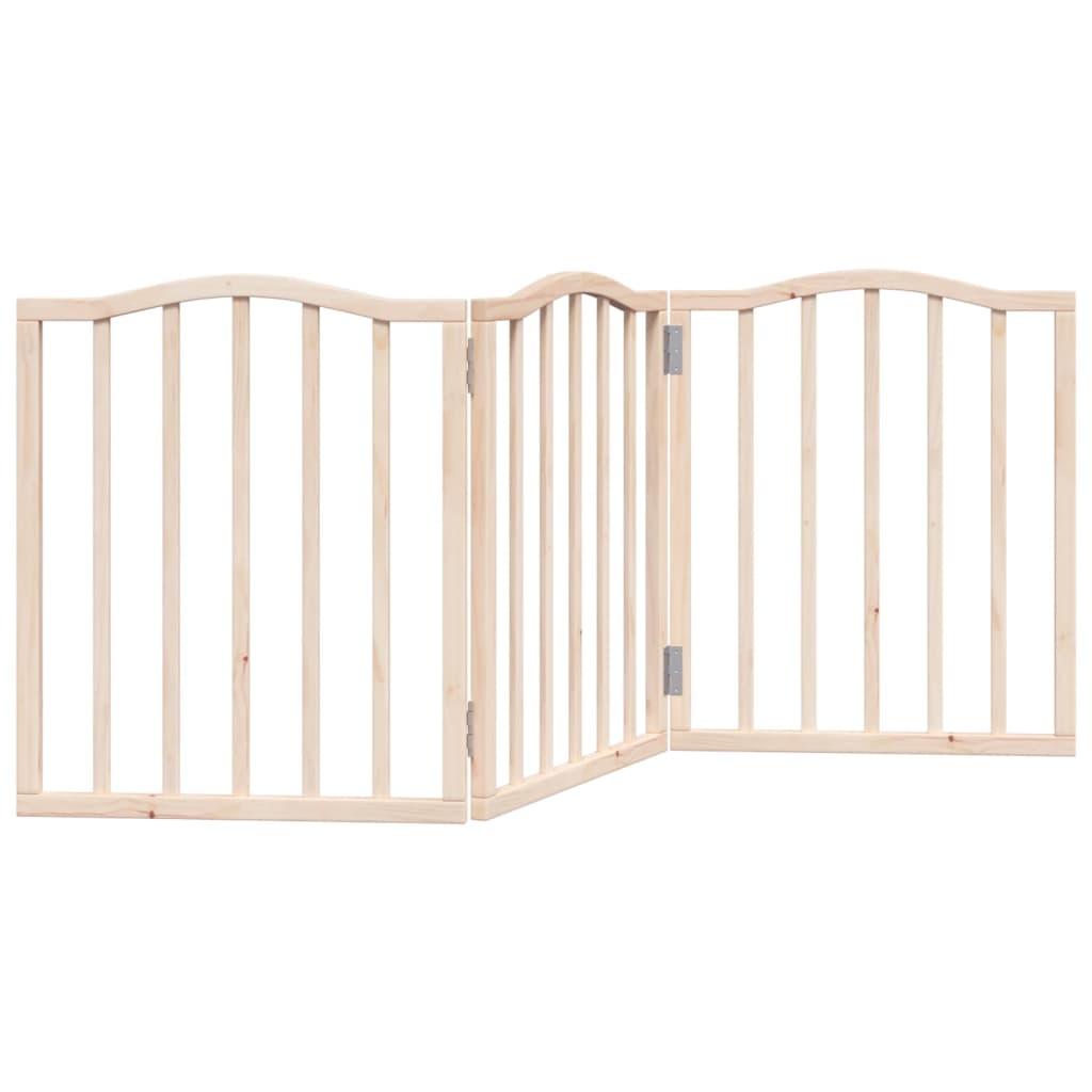 vidaXL Puerta para perros plegable 3 paneles madera de álamo 150 cm