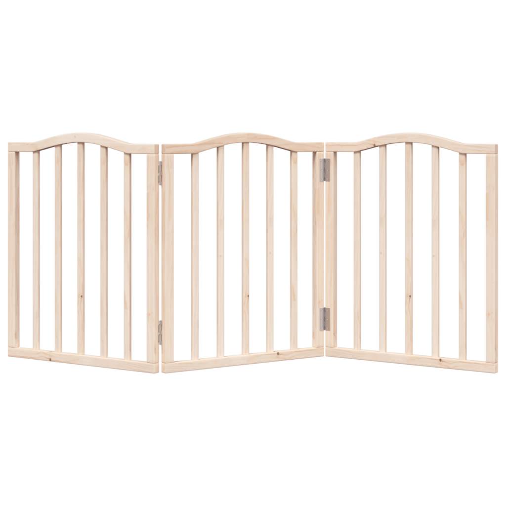 vidaXL Puerta para perros plegable 3 paneles madera de álamo 150 cm