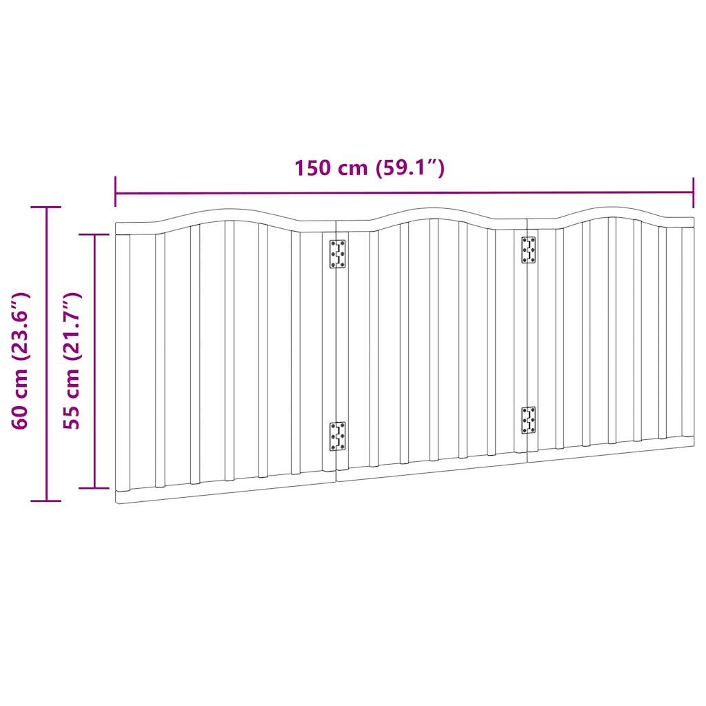 vidaXL Puerta para perros plegable 3 paneles madera de álamo 150 cm