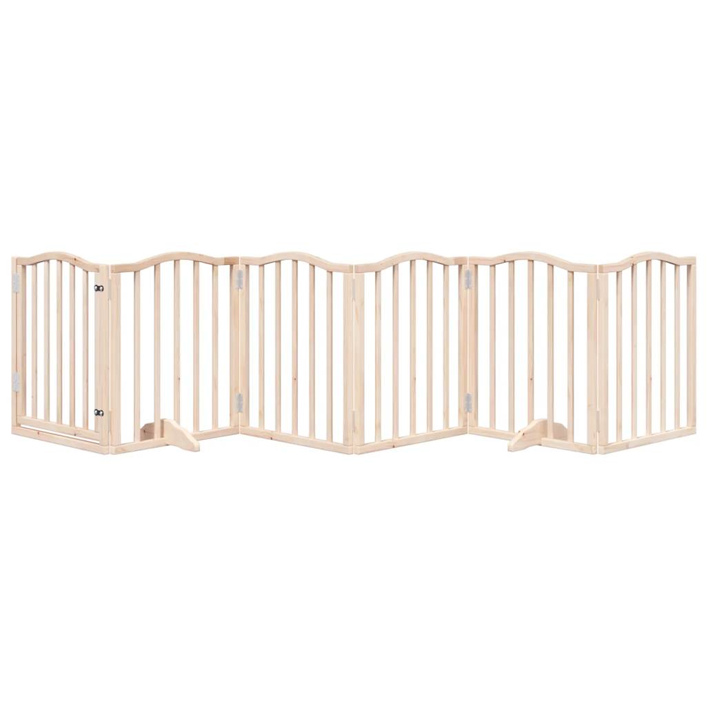 vidaXL Puerta para perros plegable 6 paneles madera de álamo 300 cm