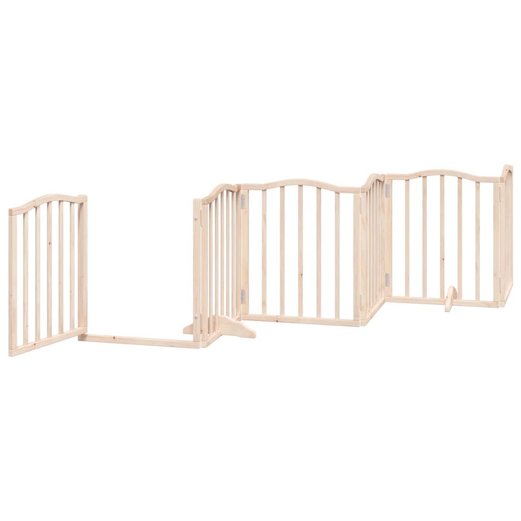 vidaXL Puerta para perros plegable 6 paneles madera de álamo 300 cm