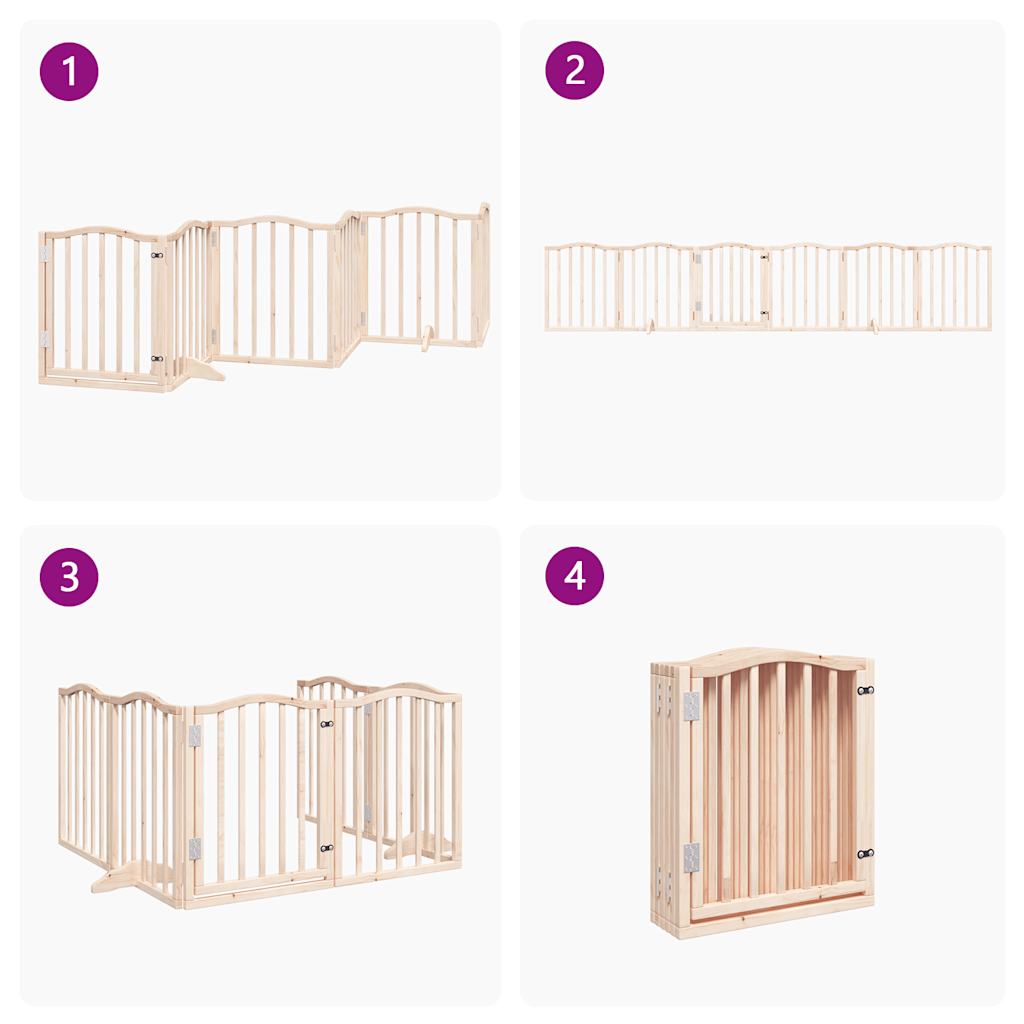 vidaXL Puerta para perros plegable 6 paneles madera de álamo 300 cm