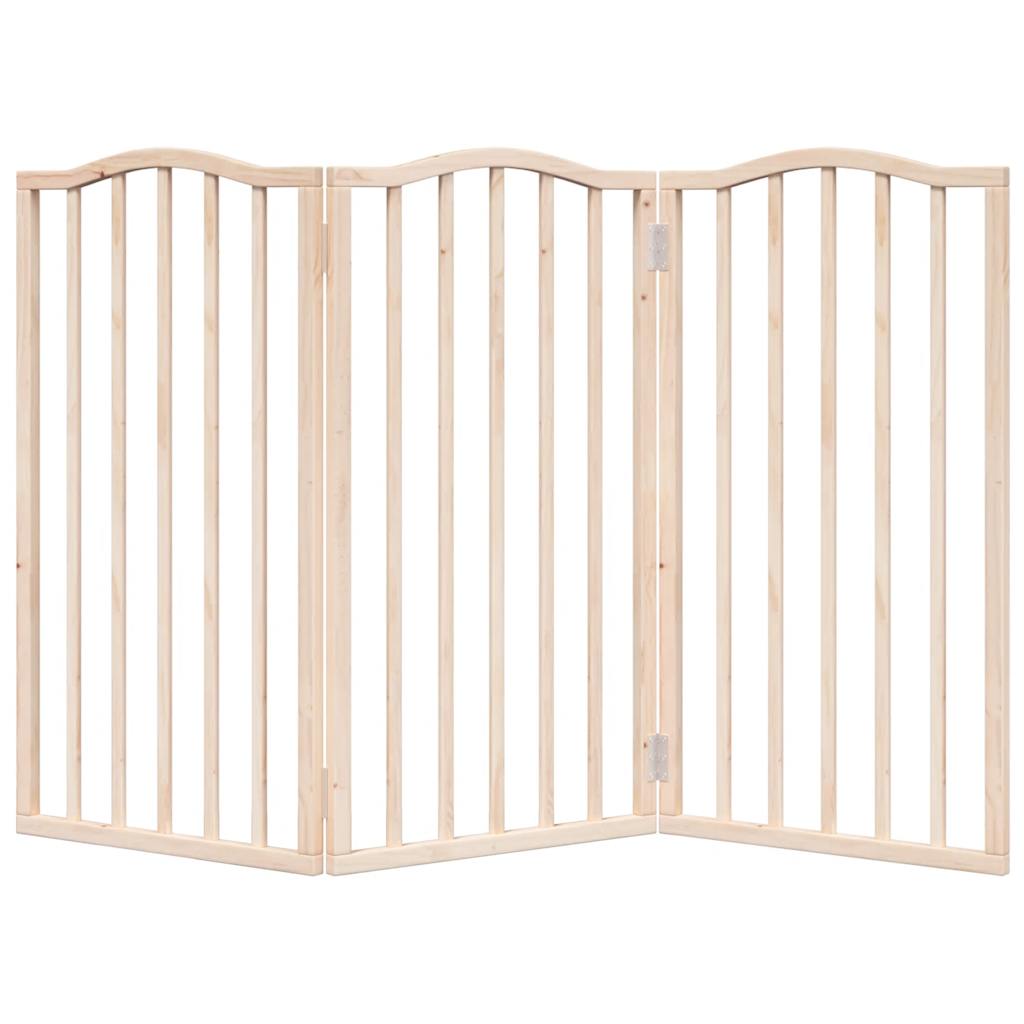 vidaXL Puerta para perros plegable 3 paneles madera de álamo 150 cm