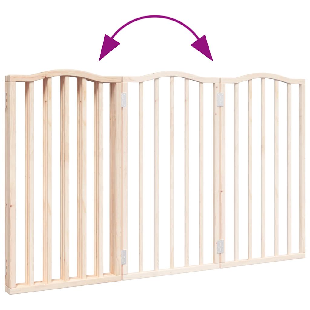 vidaXL Puerta para perros plegable 3 paneles madera de álamo 150 cm