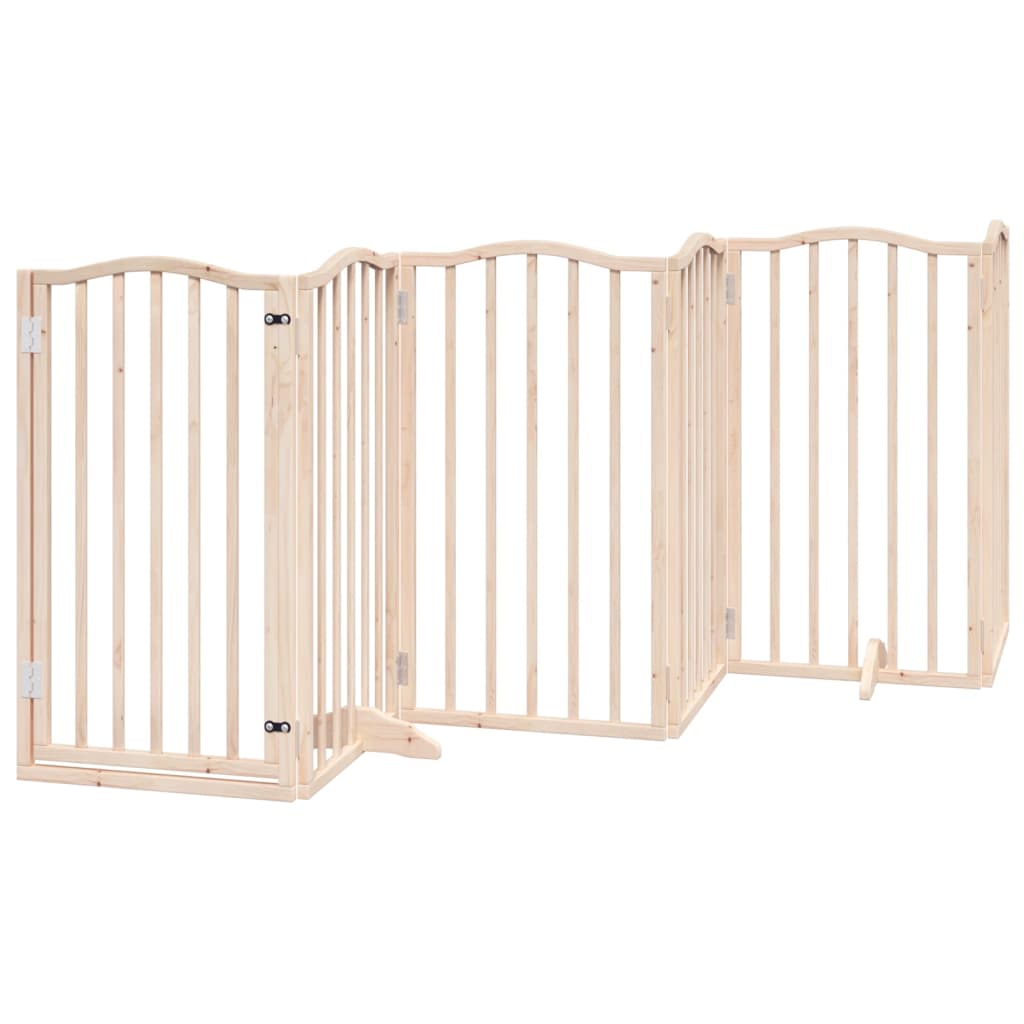 vidaXL Puerta para perros plegable 6 paneles madera de álamo 300 cm