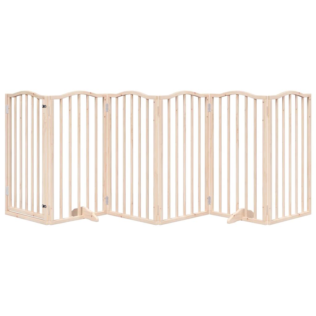 vidaXL Puerta para perros plegable 6 paneles madera de álamo 300 cm