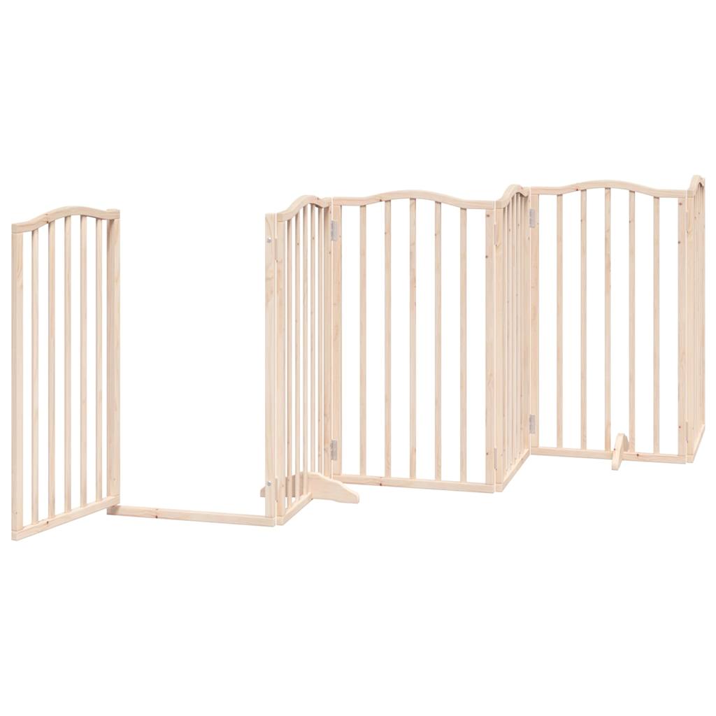 vidaXL Puerta para perros plegable 6 paneles madera de álamo 300 cm