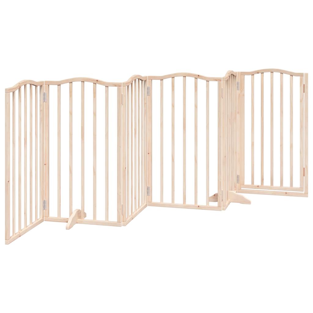 vidaXL Puerta para perros plegable 6 paneles madera de álamo 300 cm