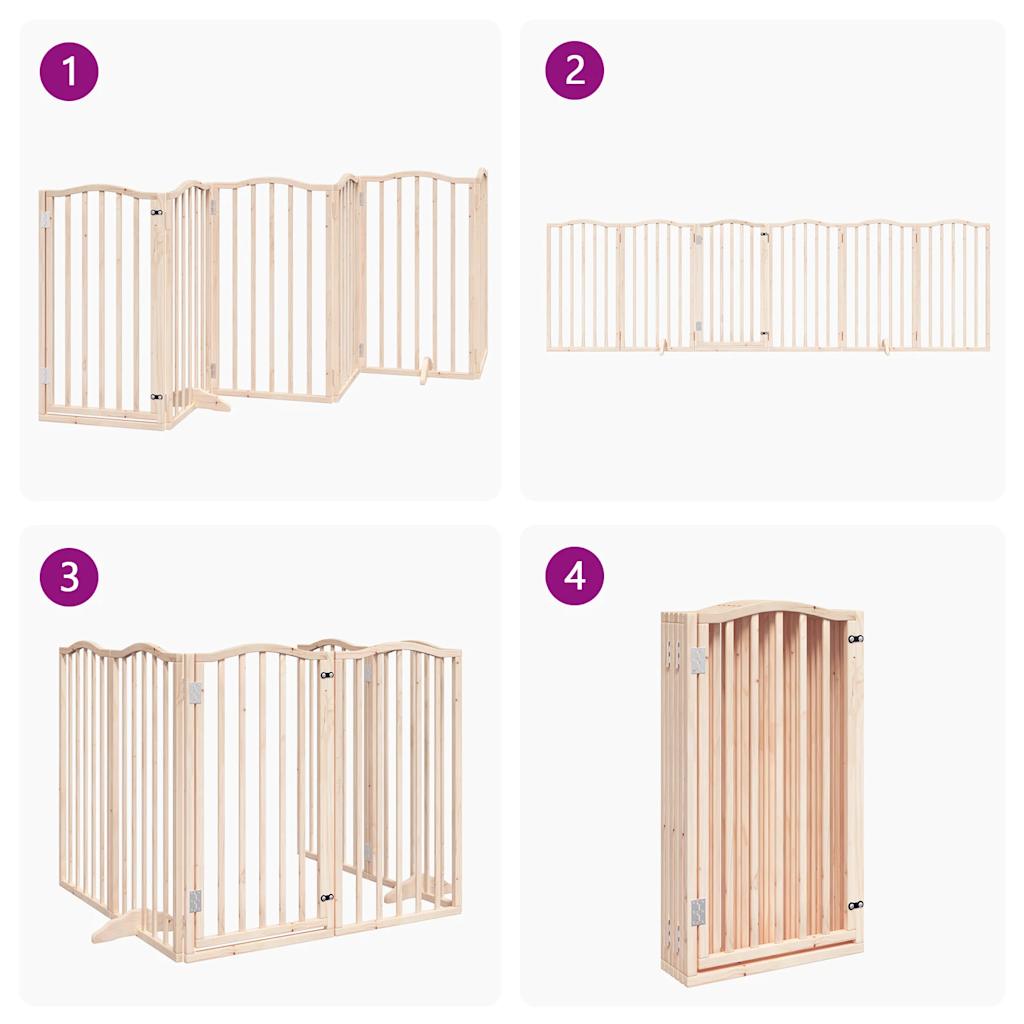 vidaXL Puerta para perros plegable 6 paneles madera de álamo 300 cm