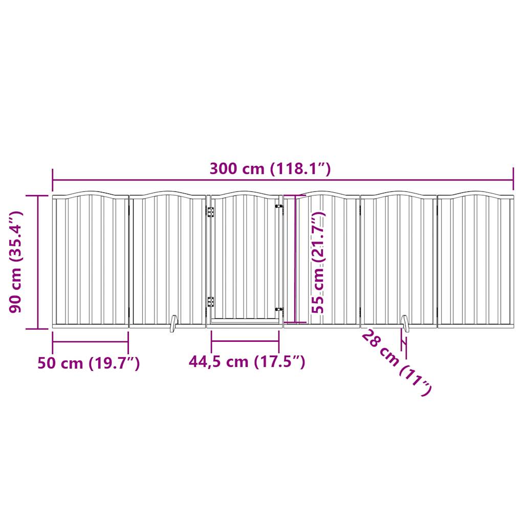 vidaXL Puerta para perros plegable 6 paneles madera de álamo 300 cm